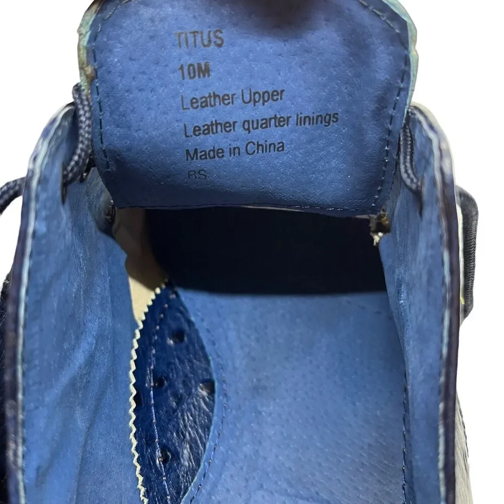 Marco Vicci Dress Shoes Titus Croc Embossed Tassel Mens Size 10 M Blue Vintage